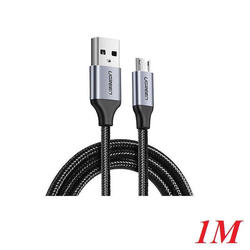 Ugreen 60146 1M màu Đen Cáp sạc truyền dữ liệu USB 2.0 sang MICRO USB vỏ dây bọc lưới US290