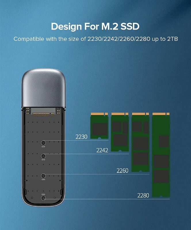 Ugreen 60530 5Gbps USB 3.0 M.2 NGFF SATA SSD hộp box đựng ssd màu bạc CM238