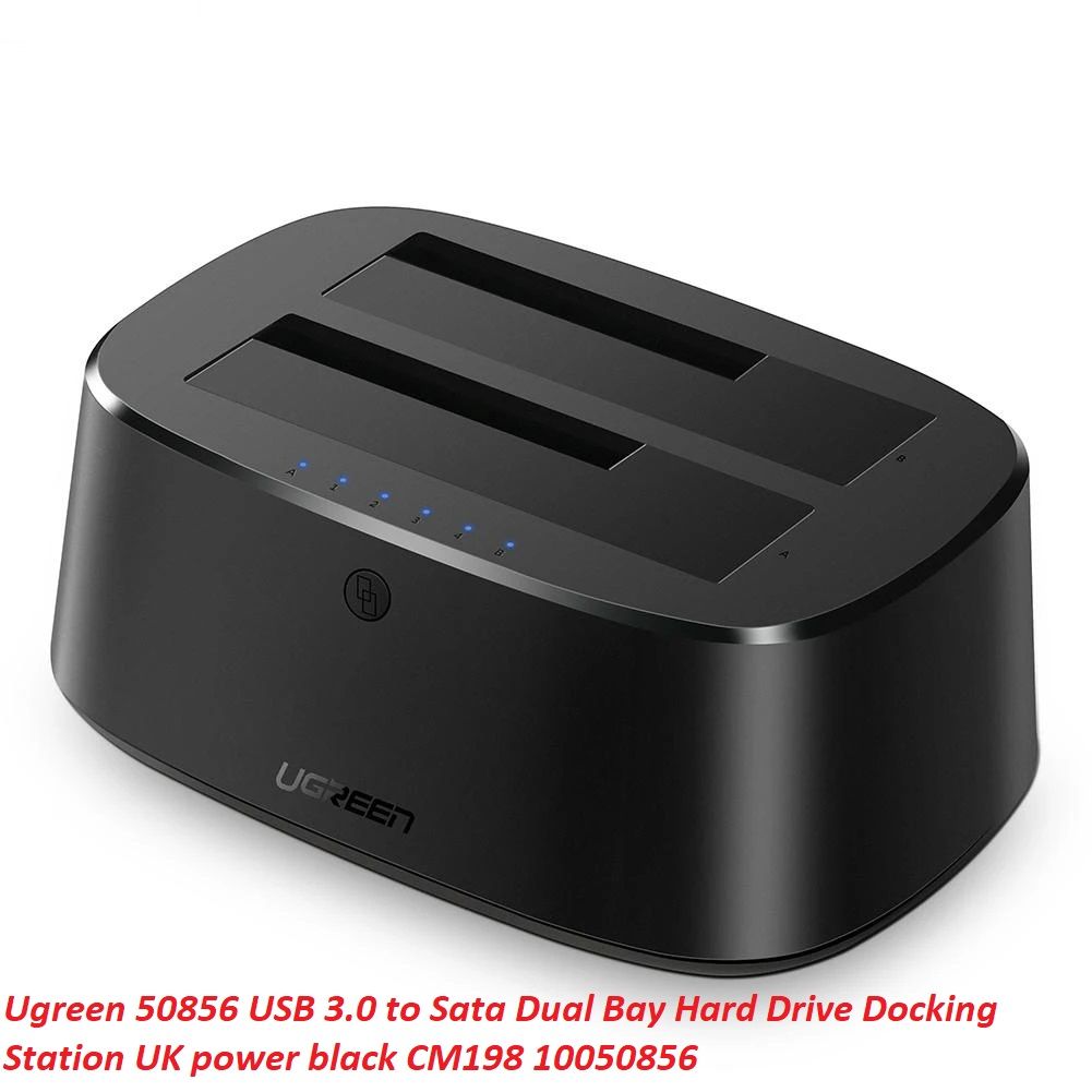 Ugreen 50856 đế đôi docking station cho ổ cứng sata USB 3.0 màu đen chân cắn nguồn chuẩn UK CM198