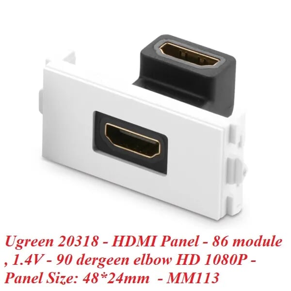 Ugreen 20318 Màu Đen Mặt nạ HDMI âm tường gập 90 độ cao cấp MM113