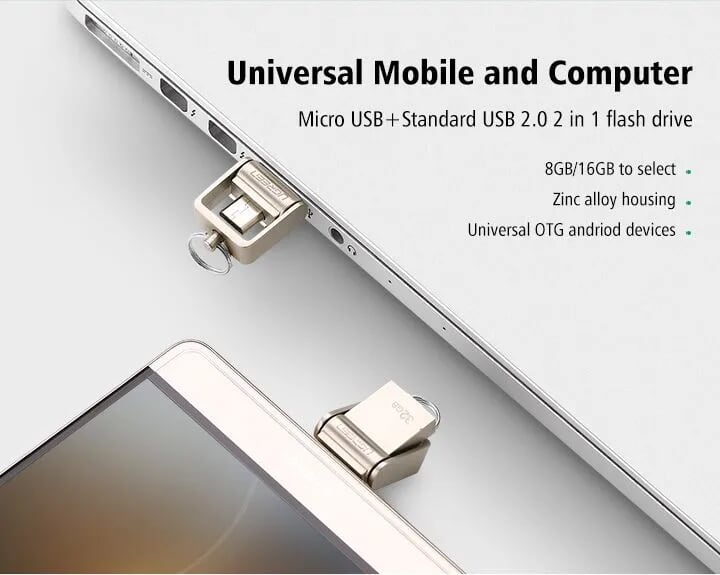 Ugreen 30430 8G màu Bạc USB thẻ nhớ 2.0 + MICRO USB hỗ trợ OTG US179