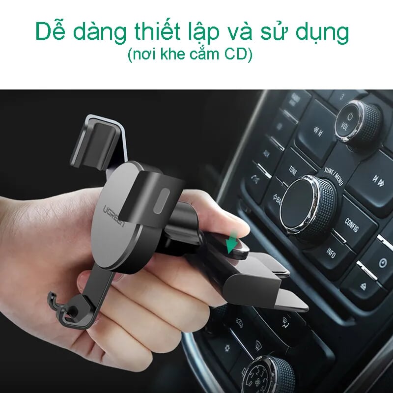 Ugreen 50397 Màu Đen Giá kẹp điện thoại trên khe ổ đĩa ô tô LP144