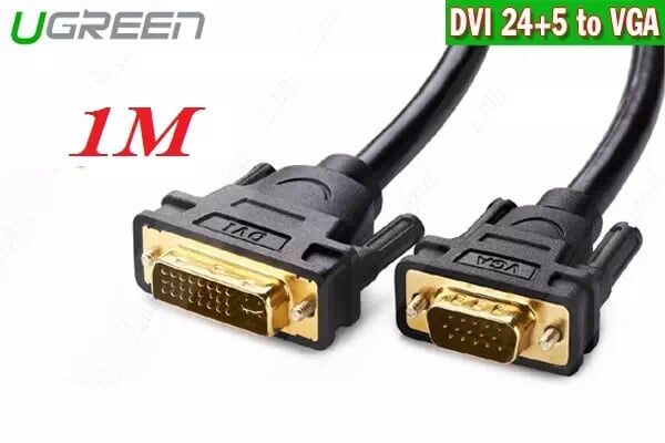 Ugreen 30741 1M màu Đen Cáp chuyển đổi DVI 24+5 sang VGA DV102