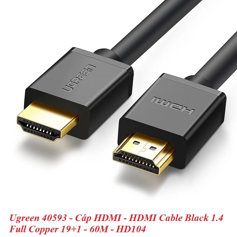 Ugreen 40593 60M màu Đen Cáp tín hiệu HDMI chuẩn 1.4 hỗ trợ phân giải 4K * 2K HD104