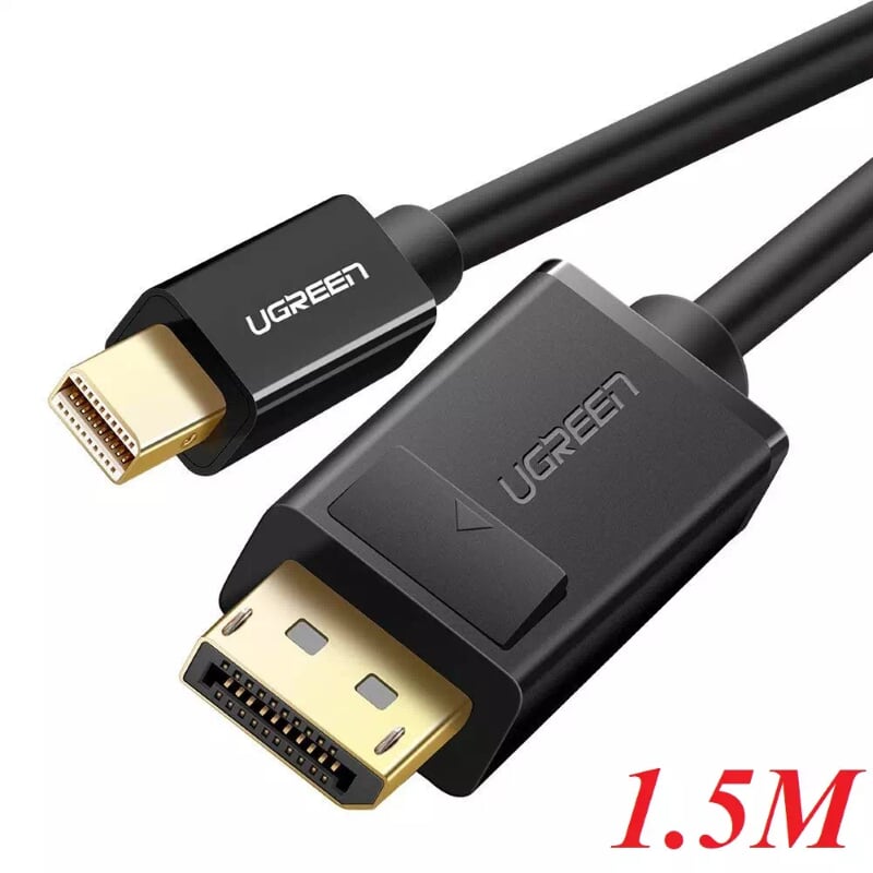 Ugreen 10477 1.5M Màu Đen Cáp chuyển đổi Mini DP sang DisplayPort hỗ trợ phân giải 4K x 2K MD105