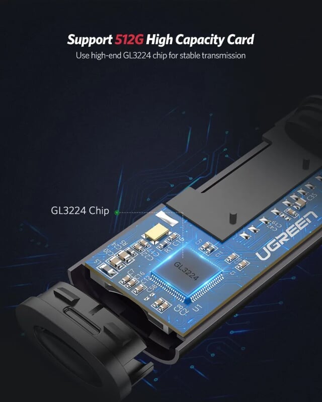 Ugreen 50706 Màu Xám Đầu đọc thẻ nhớ TYPE C + USB 3.0 sang TF + SD CM185