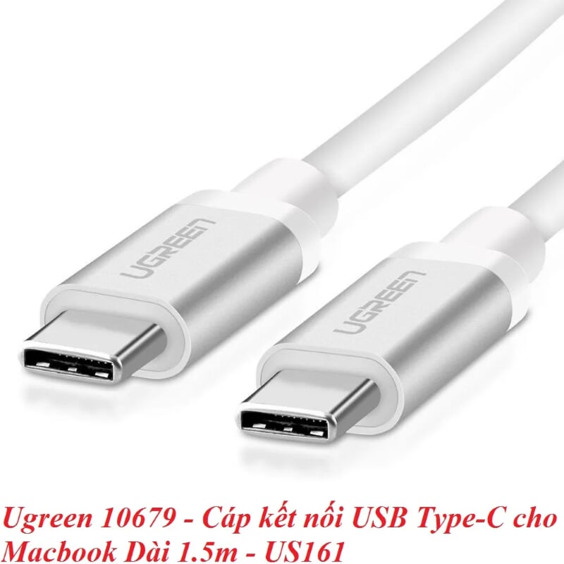 Ugreen 10679 1.5M màu Trắng Cáp USB Type C 3.1 đầu nhôm US161