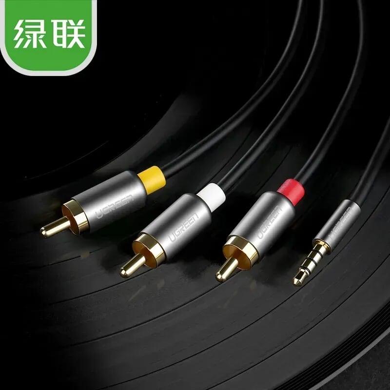 Ugreen 20894 1.5M màu Đen Cáp âm thanh 3 đầu Bông sen sang 3.5mm Dương AV138