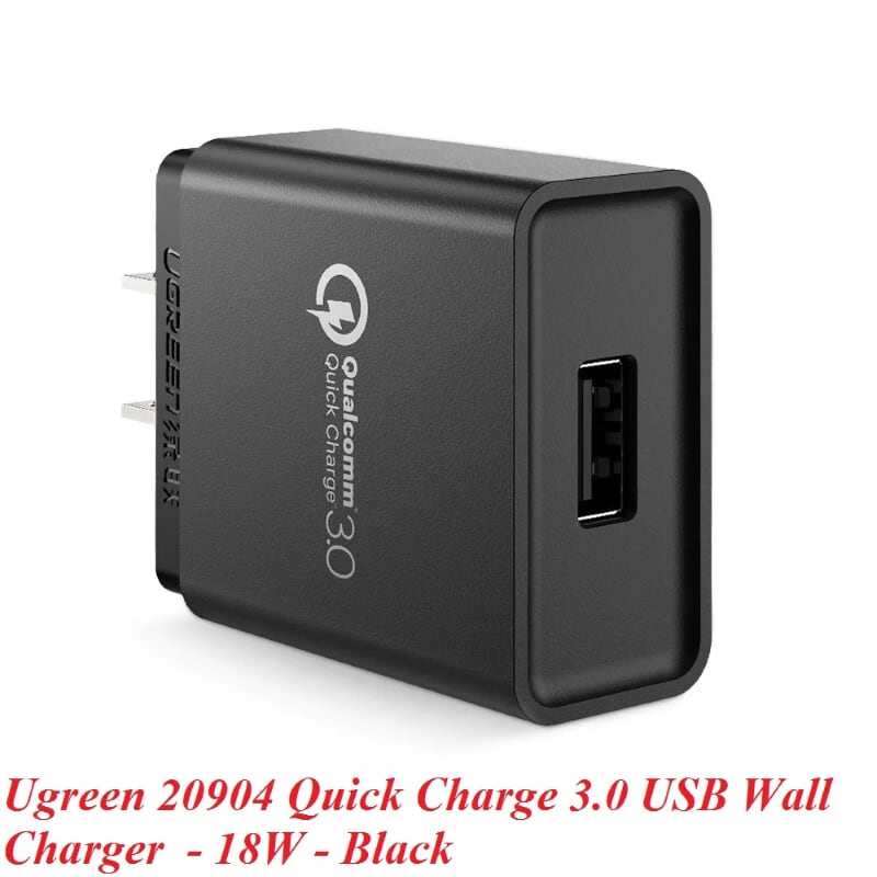 Ugreen 20904 18W qc3.0 sạc nhanh USB Quick Charge 3.0 màu đen 20904