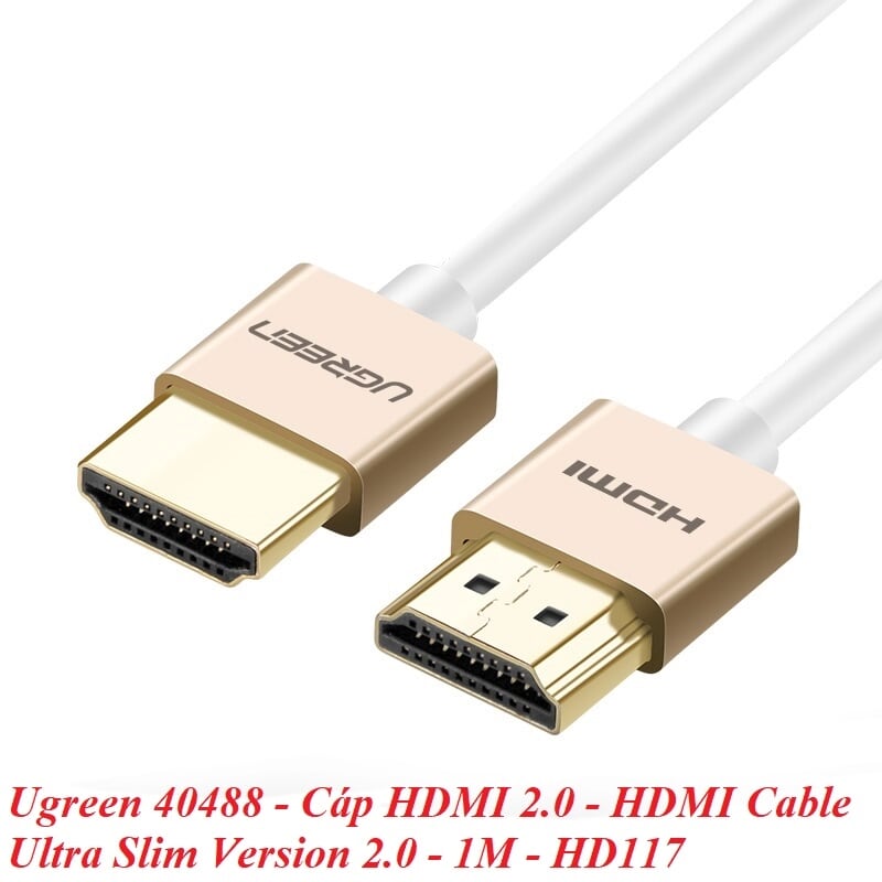 Ugreen 40488 1M màu Hồng Cáp tín hiệu HDMI chuẩn 2.0 sợi siêu nhỏ cao cấp HD117