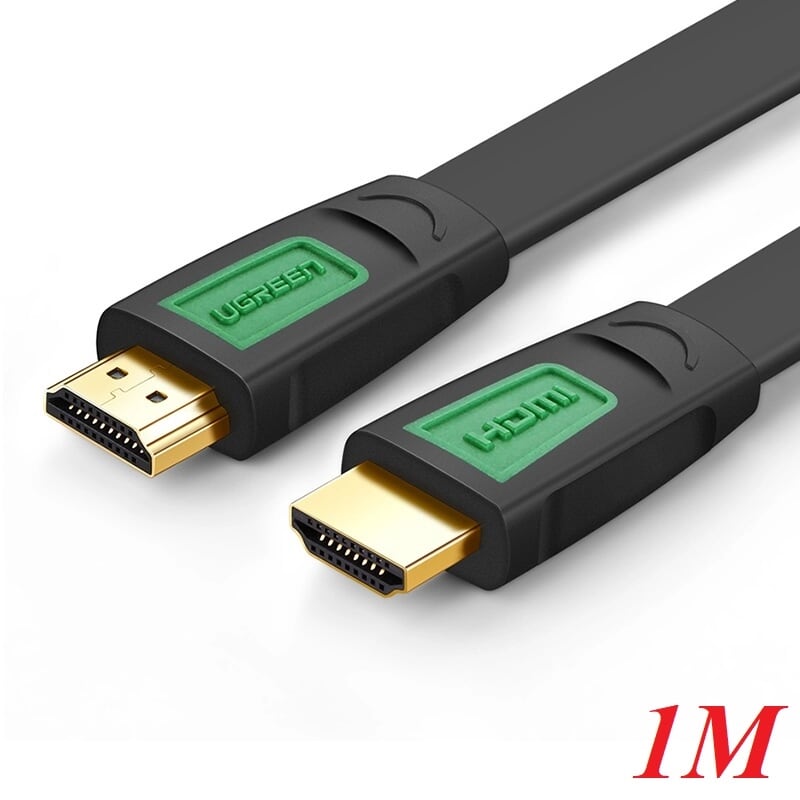 Ugreen 40469 1M màu Đen Cáp tín hiệu HDMI chuẩn 1.4 hỗ trợ phân giải 4K * 2K cáp dẹt HD101