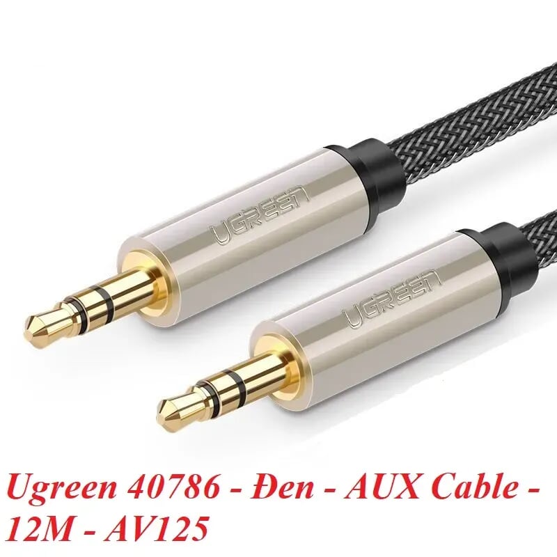 Ugreen 40786 12M màu Đen Cáp âm thanh 2 đầu 3.5mm dương đầu bọc kim loại cao cấp AV125