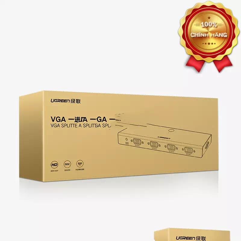 Ugreen 50292 Màu Đen Bộ chia VGA 1 vào 4 ra hỗ trợ FULL HD 500Ghz CM152