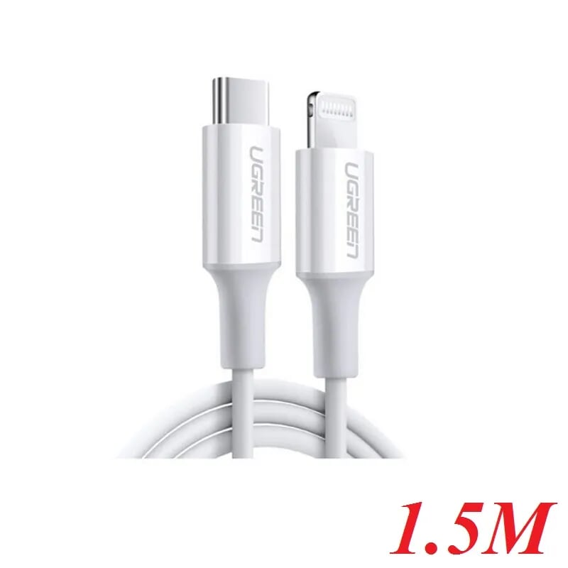 Ugreen 60748 1.5m cáp usb type c ra apple lightning màu trắng US171