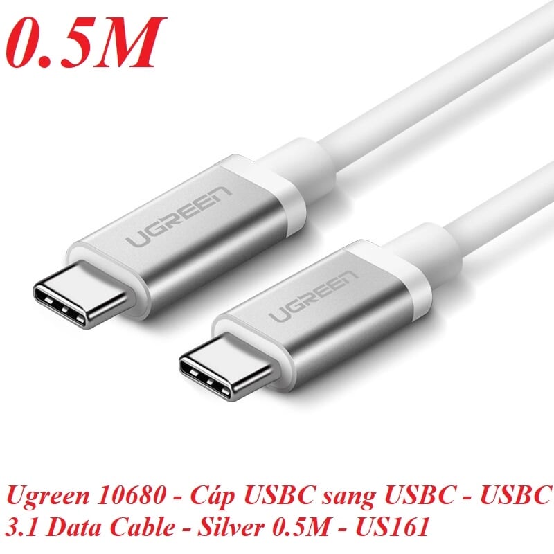 Ugreen 10680 0.5M màu bạc Cáp TypeC (3.1) Data cao cấp US161