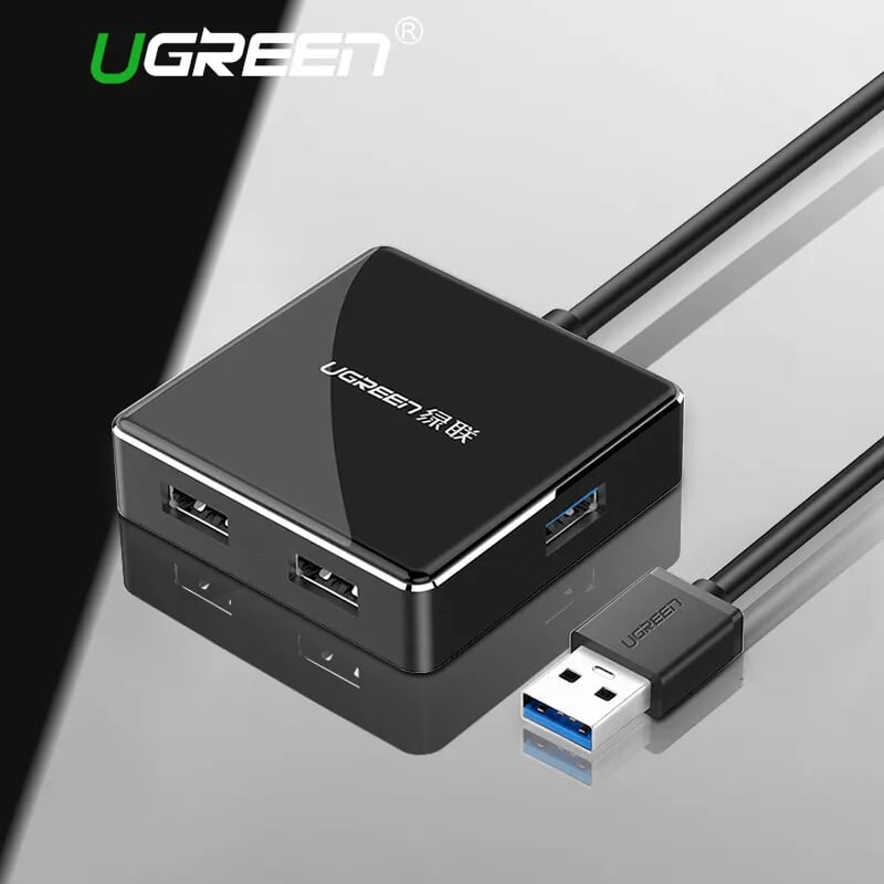 Ugreen 20787 1M màu Đen Bộ chia HUB USB 3.0 sang 4 USB 3.0 hỗ trợ nguồn 5V US168