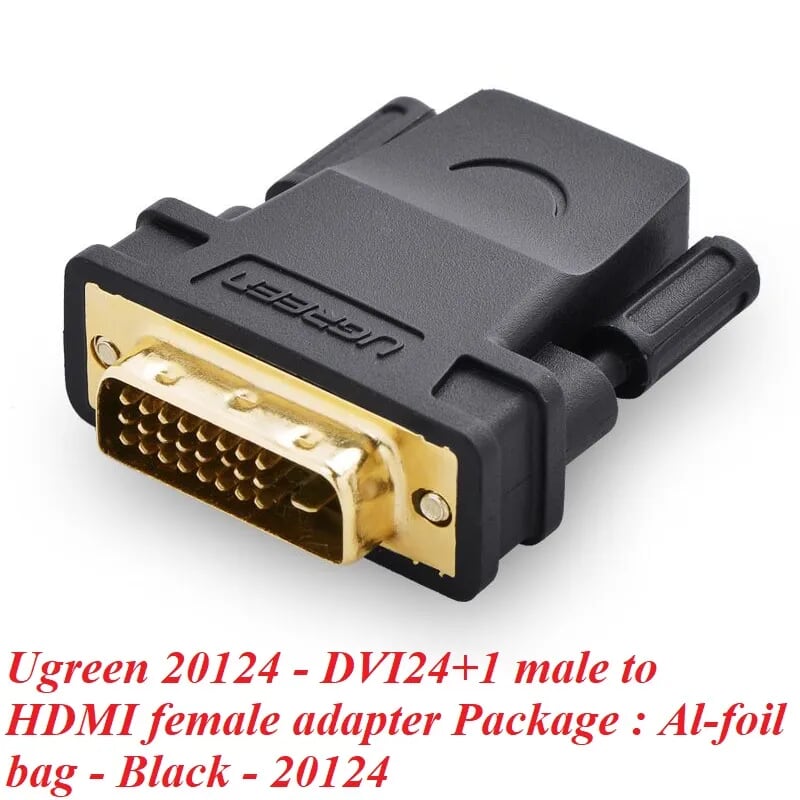 Ugreen 20124 Màu Đen Đầu chuyển đổi DVI 24+1 sang HDMI âm 20124