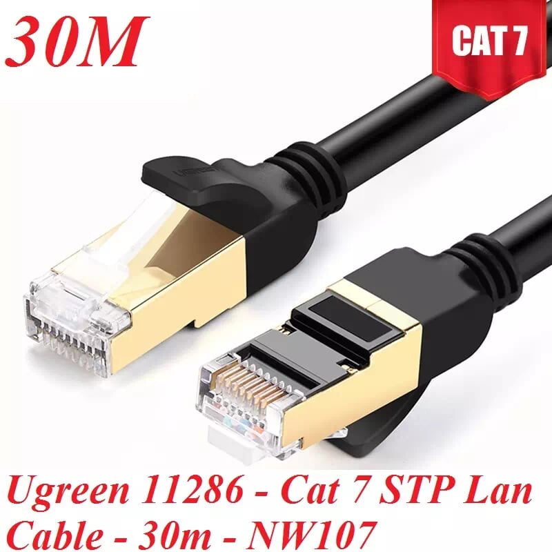 Ugreen 11286 30M màu Đen Cáp mạng LAN CAT7 STP chống nhiễu NW107