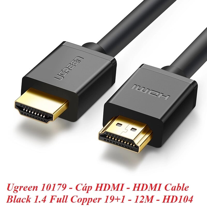 Ugreen 10179 12M màu Đen Cáp tín hiệu HDMI chuẩn 1.4 hỗ trợ phân giải 4K * 2K HD104