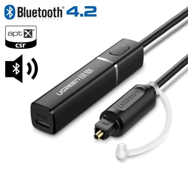 Ugreen 50213 BT 4.2 màu Đen Bộ phát âm thanh Bluetooth 4.2 chuẩn Optical CM150