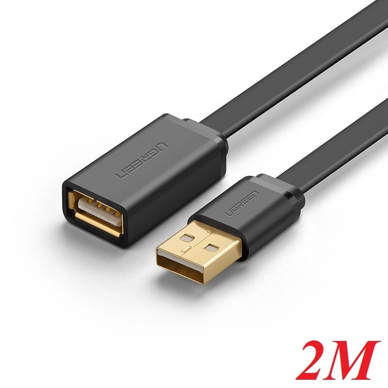 Ugreen 10889 2M màu Đen Cáp tín hiệu nối dài USB 2.0 lõi thuần đồng dáng dẹt US103