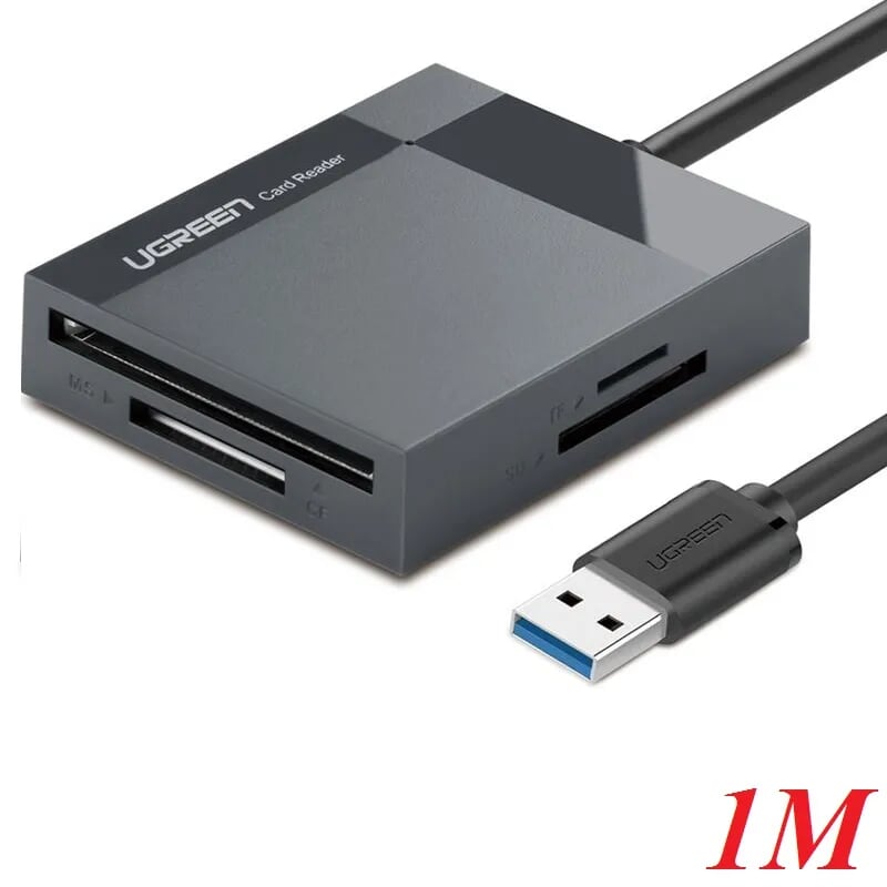 Ugreen 30335 1M Màu Xám Đầu đọc thẻ USB 3.0 hỗ trợ thẻ TF/SD/CF/MS CR125