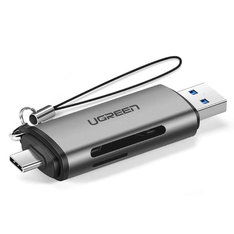 Ugreen 50706 Màu Xám Đầu đọc thẻ nhớ TYPE C + USB 3.0 sang TF + SD CM185