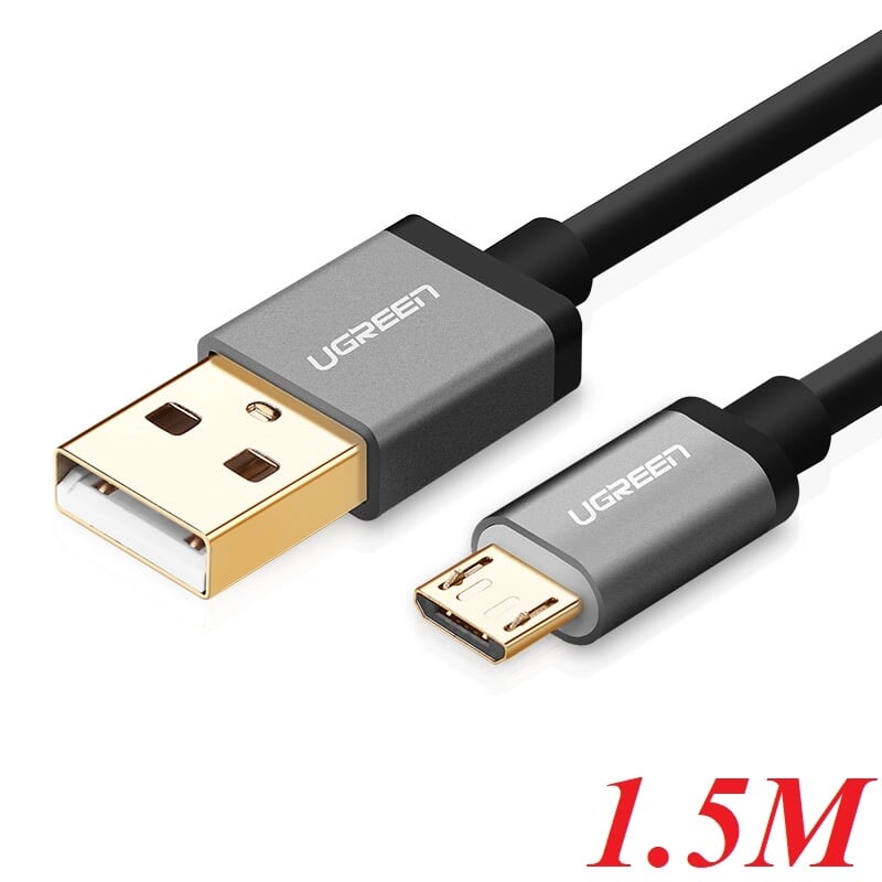 Ugreen 10825 1.5M màu Đen Cáp sạc truyền dữ liệu USB 2.0 sang MICRO USB đầu mạ vàng US134