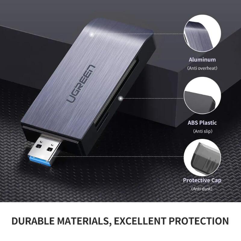 Ugreen 50541 Màu Đen Đầu đọc thẻ USB 3.0 sang SD + TF + CF + MS cao cấp CM180