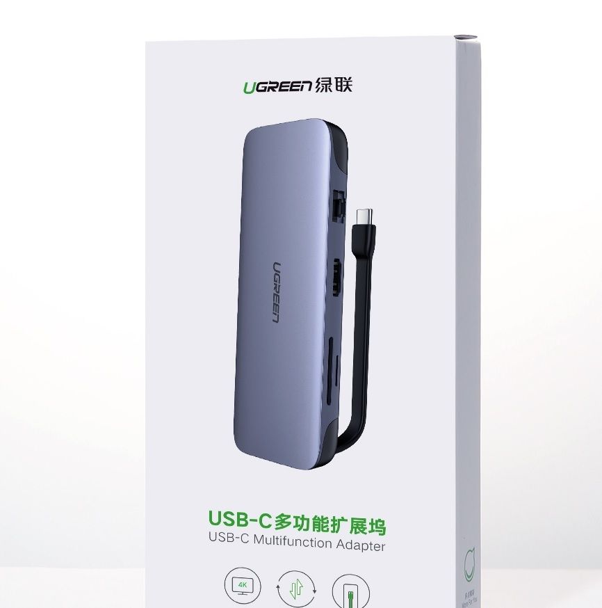 Ugreen 70508 5 trong 1 bộ chuyển usb Type-C ra hdmi + PD 12W + 3x usb 3.0 + LAN RJ45 CM287