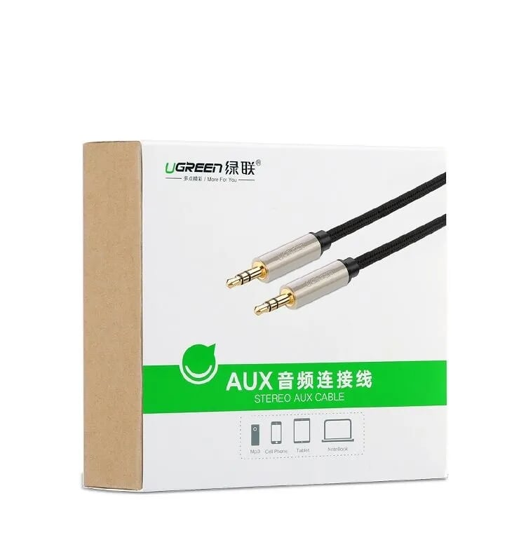 Ugreen 10605 3M màu Xám Cáp âm thanh 2 đầu 3.5mm dương cao cấp AV125