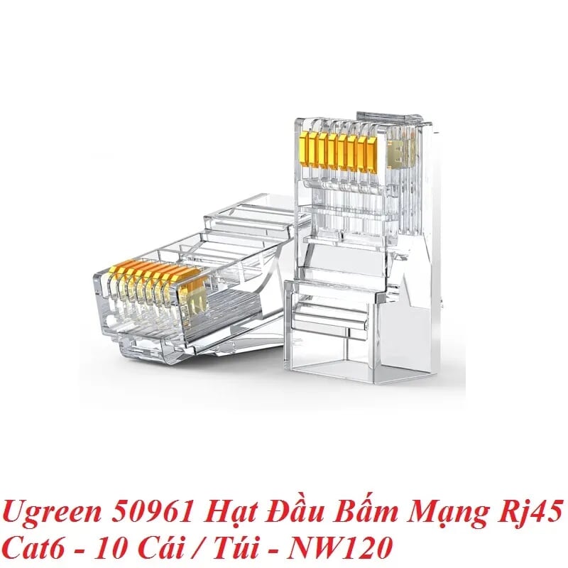 Ugreen 50961 Cat6 10 cái 1 túi hạt đầu bấm mạng rj45 NW120