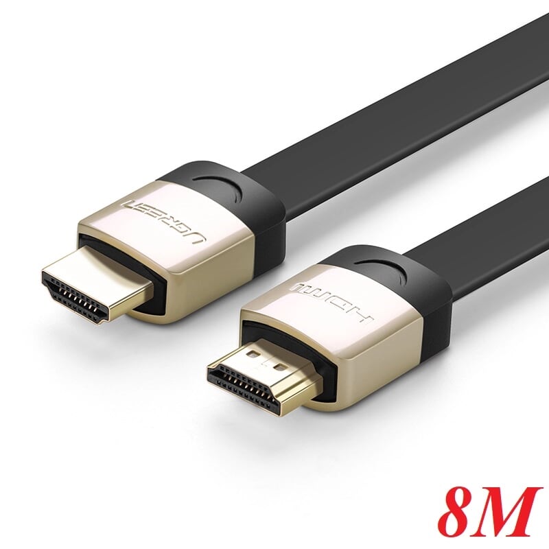 Ugreen 10264 8M màu Đen Cáp tín hiệu HDMI chuẩn 2.0 cáp dẹt đầu bọc hợp kim HD123