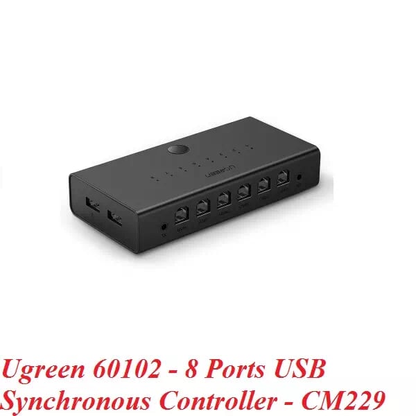 Ugreen 60102 màu Đen Bộ chuyển mạch KVM 1 bộ chuột phím điều khiển đồng bộ 8 máy tính CM229