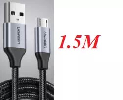 Ugreen 60147 1.5M màu Đen Cáp sạc truyền dữ liệu USB 2.0 sang MICRO USB vỏ dây bọc lưới US290