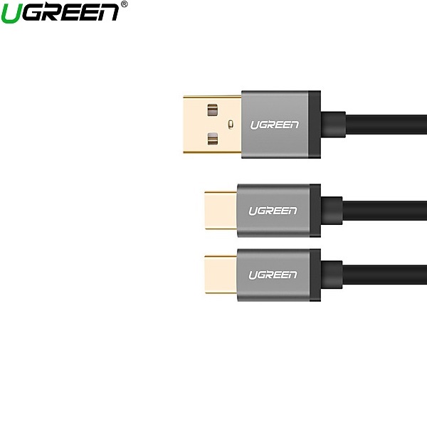 Ugreen 40352 1.5m màu Đen Cáp USB-A sang 2 đầu TypeC cao cấp US196