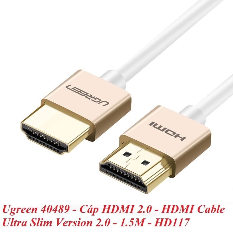 Ugreen 40489 1.5M màu Hồng Cáp tín hiệu HDMI chuẩn 2.0 sợi siêu nhỏ cao cấp HD117