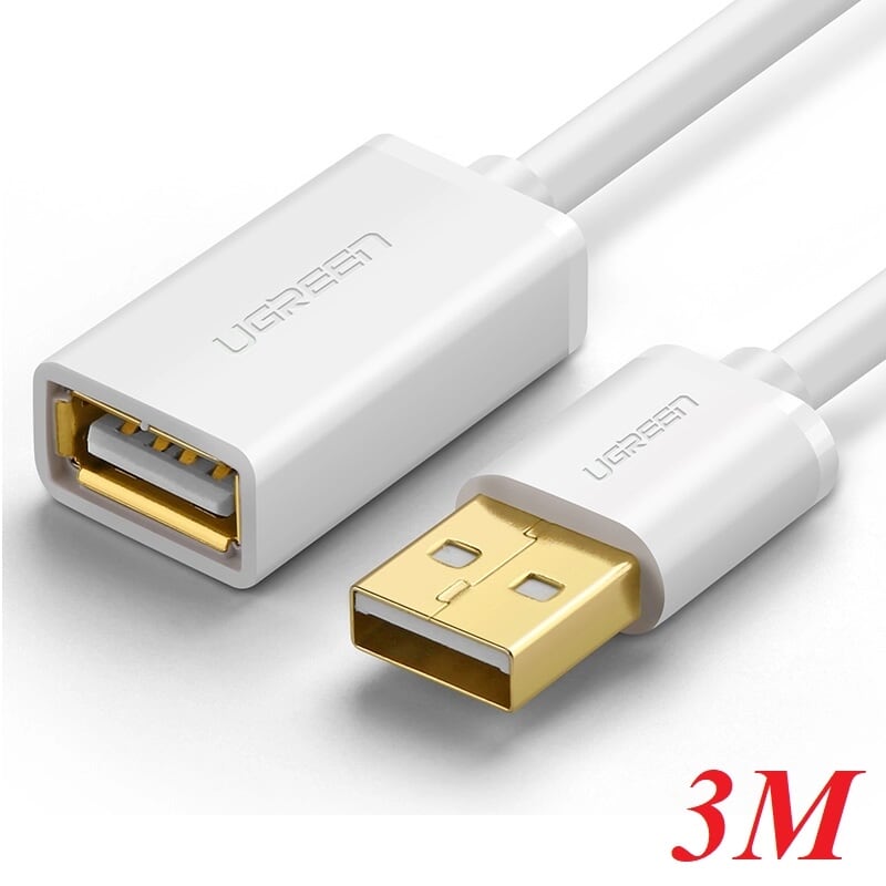 Ugreen 10884 3M màu Trắng Cáp tín hiệu nối dài USB 2.0 lõi thuần đồng US103