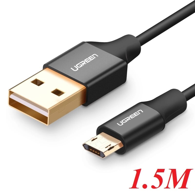 Ugreen 30852 1.5M màu Đen Cáp sạc truyền dữ liệu USB 2.0 sang MICRO USB dây bọc nhựa PVC US223