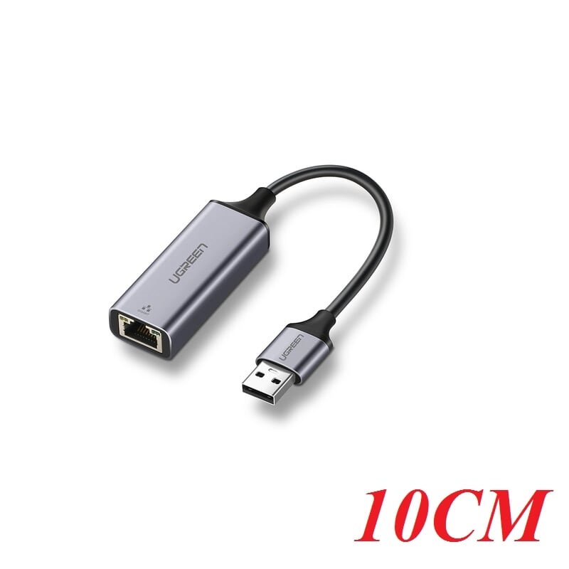 Ugreen 50922 10CM màu Xám Cáp chuyển đổi USB 3.0 sang cổng LAN RJ45 tốc độ hổ trợ 1000 Mbps CM209