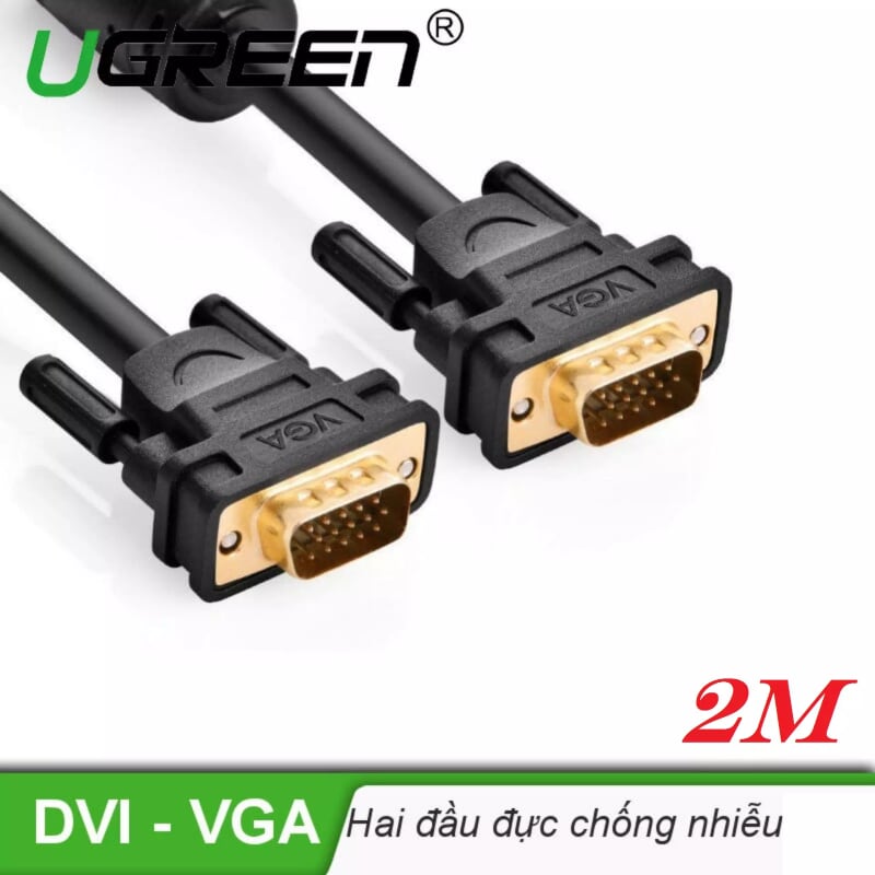 Ugreen 11646 2M màu Đen Cáp tín hiệu 2 đầu VGA VG101