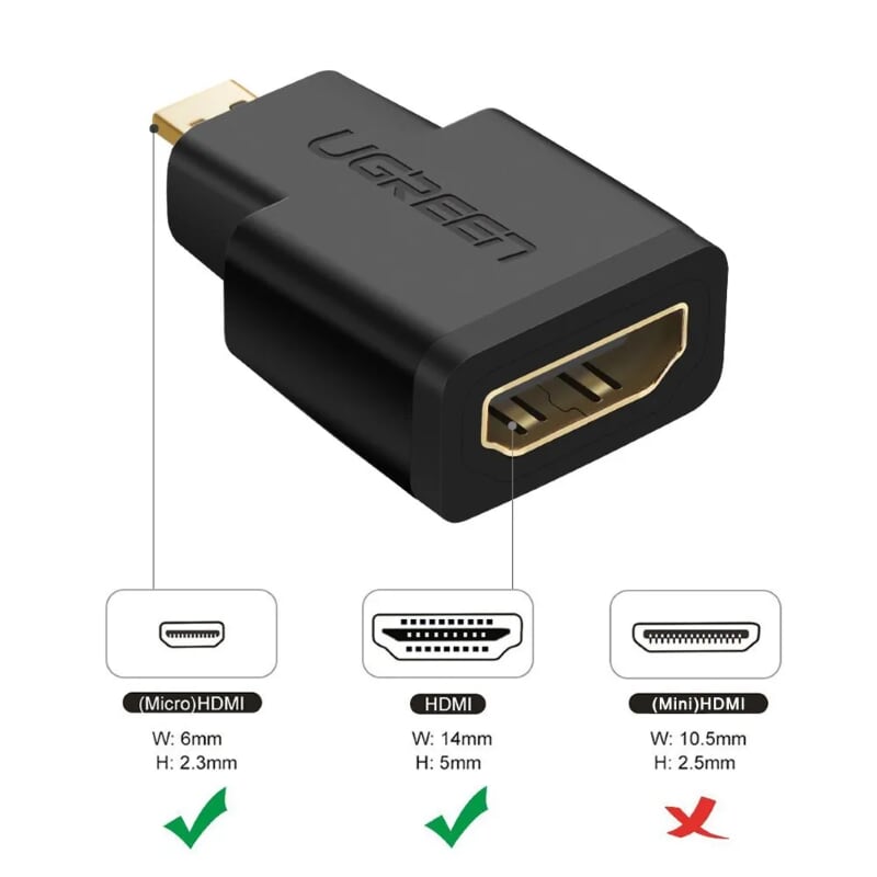 Ugreen 20106 Màu Đen Đầu chuyển đổi Micro HDMI sang HDMI 20106