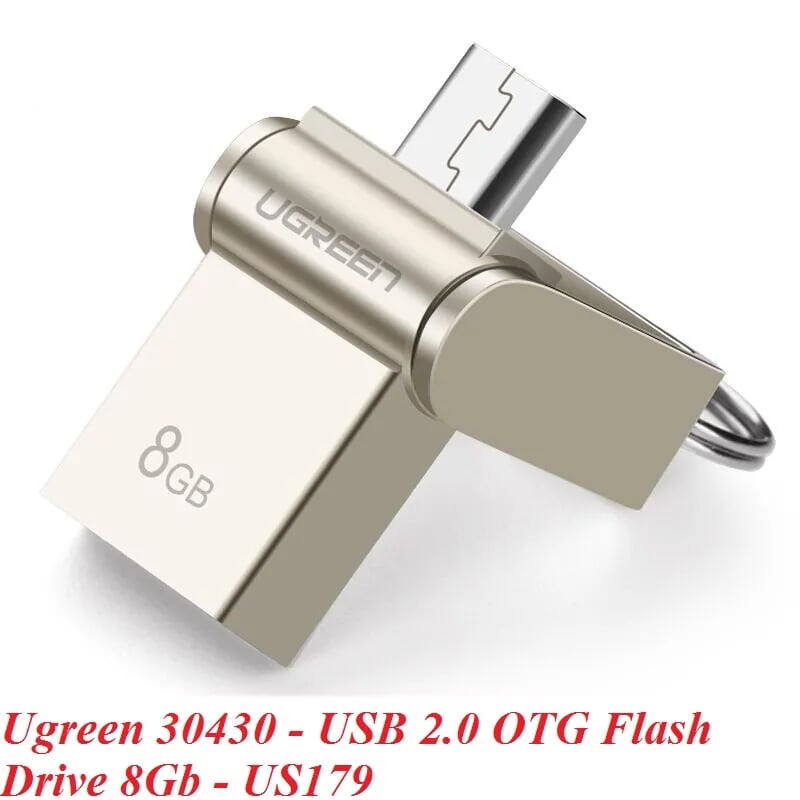 Ugreen 30430 8G màu Bạc USB thẻ nhớ 2.0 + MICRO USB hỗ trợ OTG US179