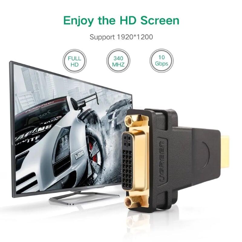 Ugreen 20123 Màu Đen Đầu chuyển đổi HDMI sang DVI 24+5 âm 20123