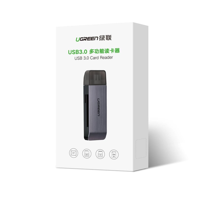 Ugreen 50540 Màu Đen Đầu đọc hỗ trợ 4 loại thẻ SD/TF/CF/MS USB 3.0 CM180