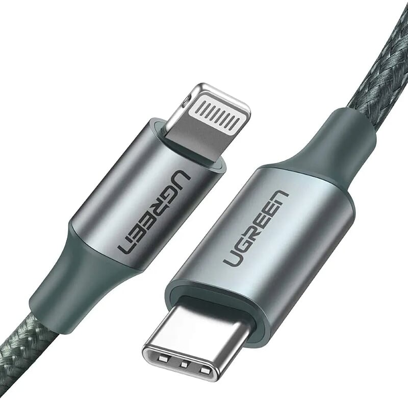 Ugreen 80564 1M màu xanh đen cáp chuyển usb type c ra apple lightning dây dù hỗ trợ sạc nhanh PD US304