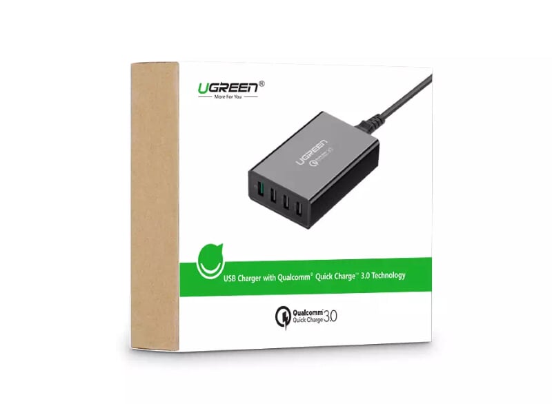 Ugreen 30598 1.5 Màu Đen Sạc nhanh chuẩn 3.0 Quick Charge 4 cổng usb qc3.0 CD102