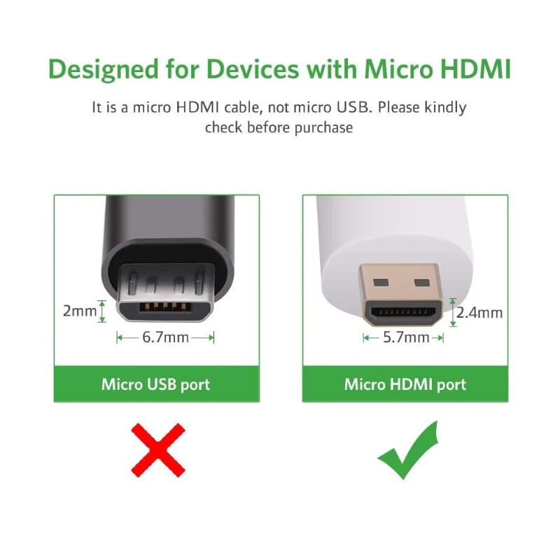 Ugreen 30354 30CM màu Trắng Bộ chuyển Micro HDMI sang HDMI + VGA kèm cổng âm thanh MM115