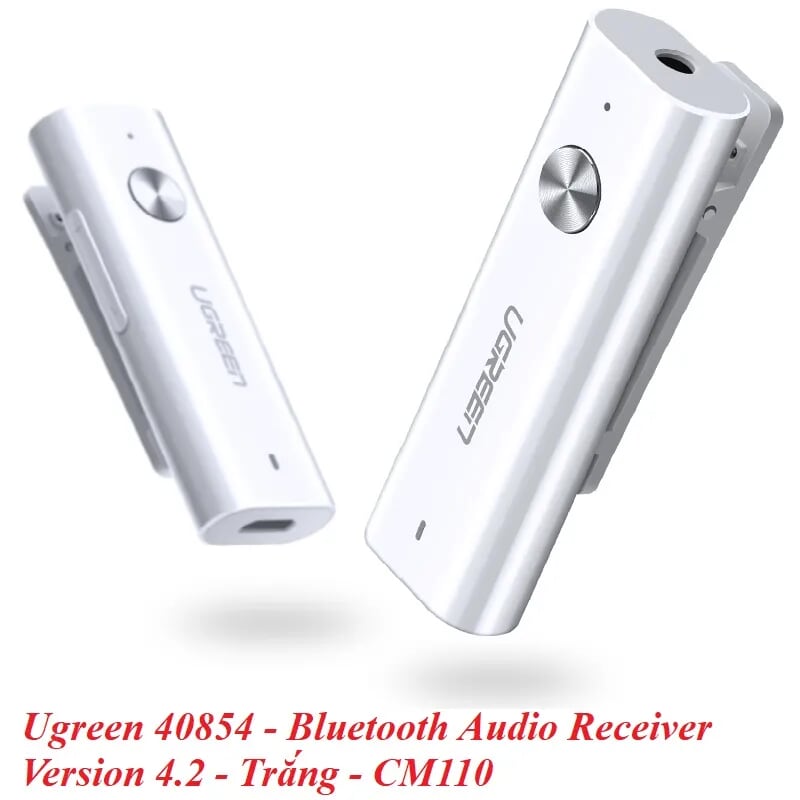 Ugreen 40854 BT 4.2 màu Trắng Thiết bị Bluetooth 4.2 hỗ trợ dùng cho tay nghe + MIC CM110