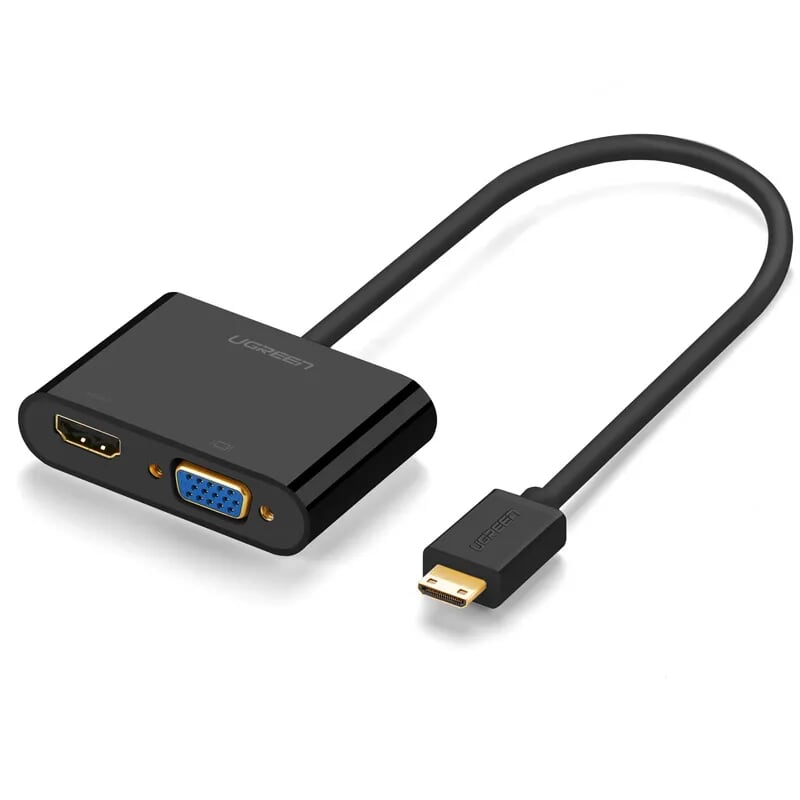 Ugreen 40385 Màu Đen Bộ chuyển Mini HDMI sang VGA + HDMI MM136